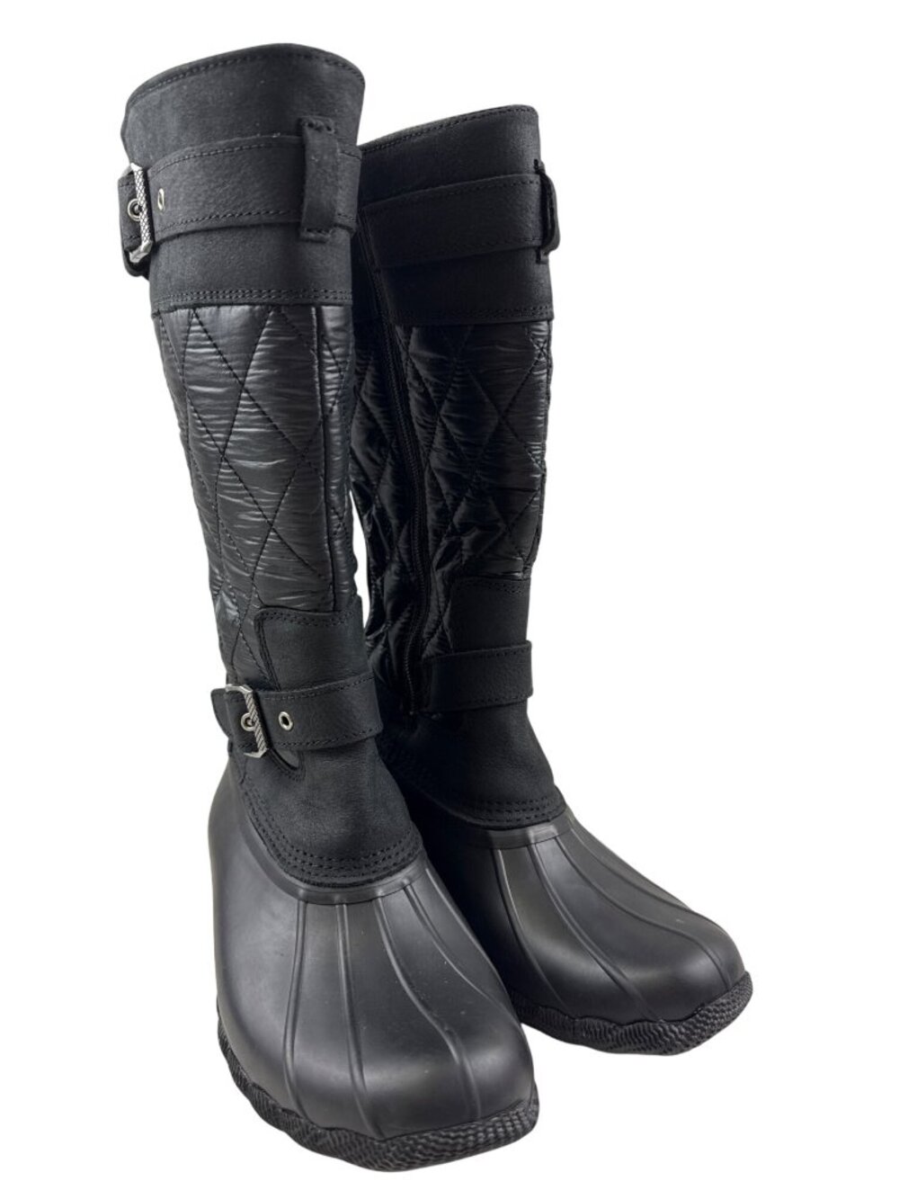 Sperry Saltwater Tall Women's 6 Black Quilted Buckle Duck Boots Waterproof NWOB - Picture 2 of 10